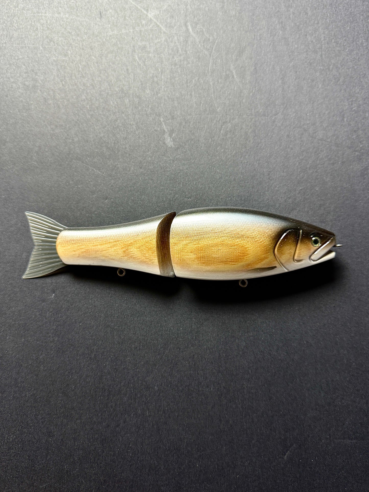 Roman Made Negotiator Natural Wood Silver Bottom Hook | Jointed Swimbait Lure