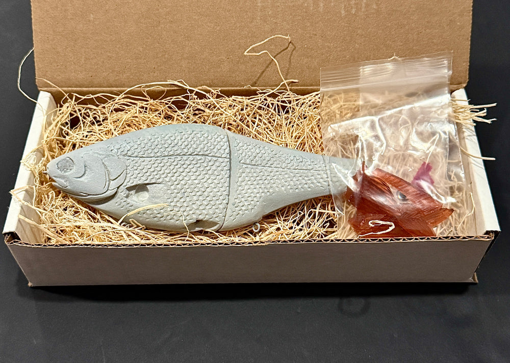 Hinkle Shad 9" Blank, unpainted, Red Fin, in the box with fins packed separately