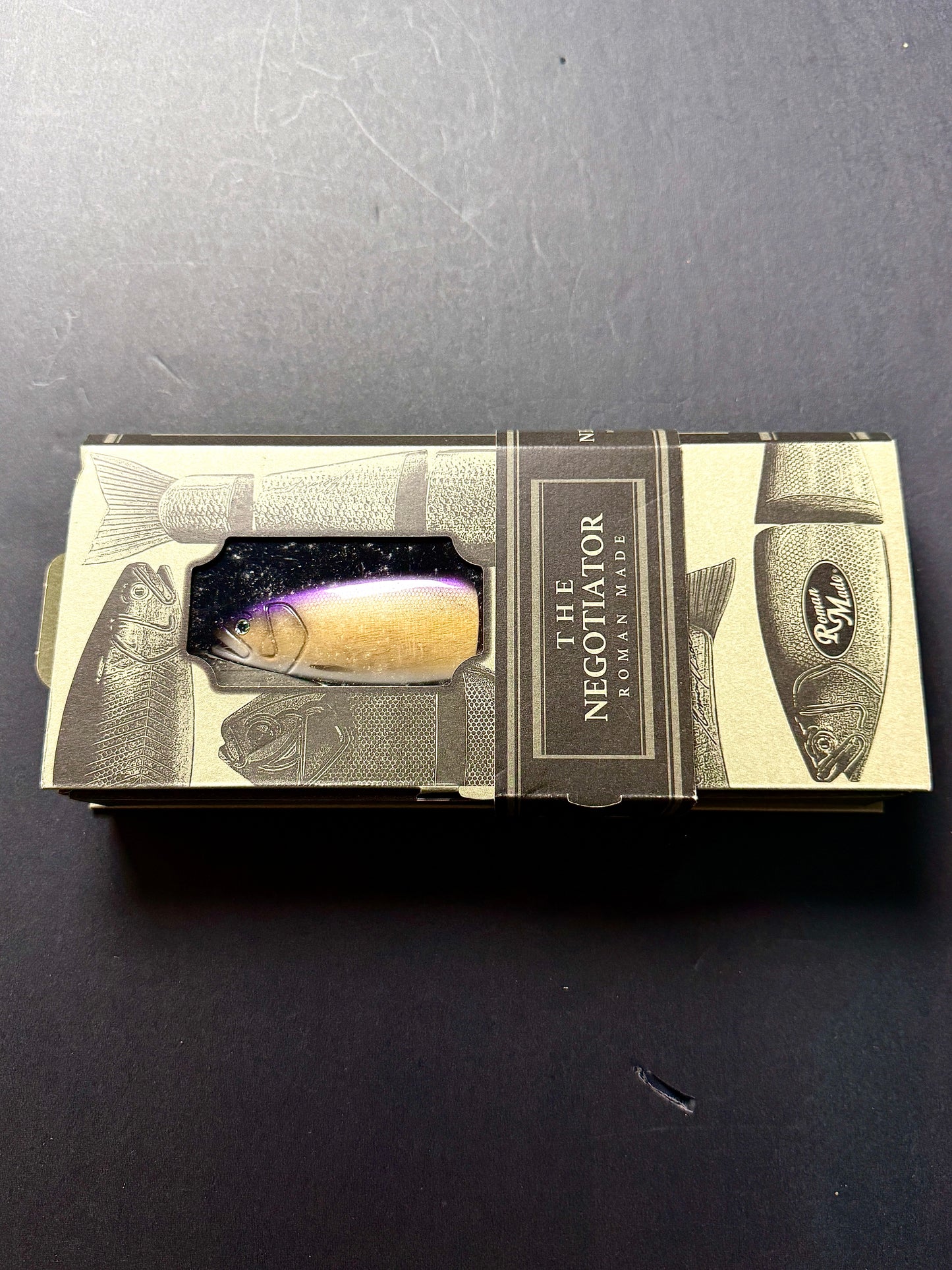 Roman Made Negotiator Purple Wood Bottom Hook | Jointed Swimbait Lure