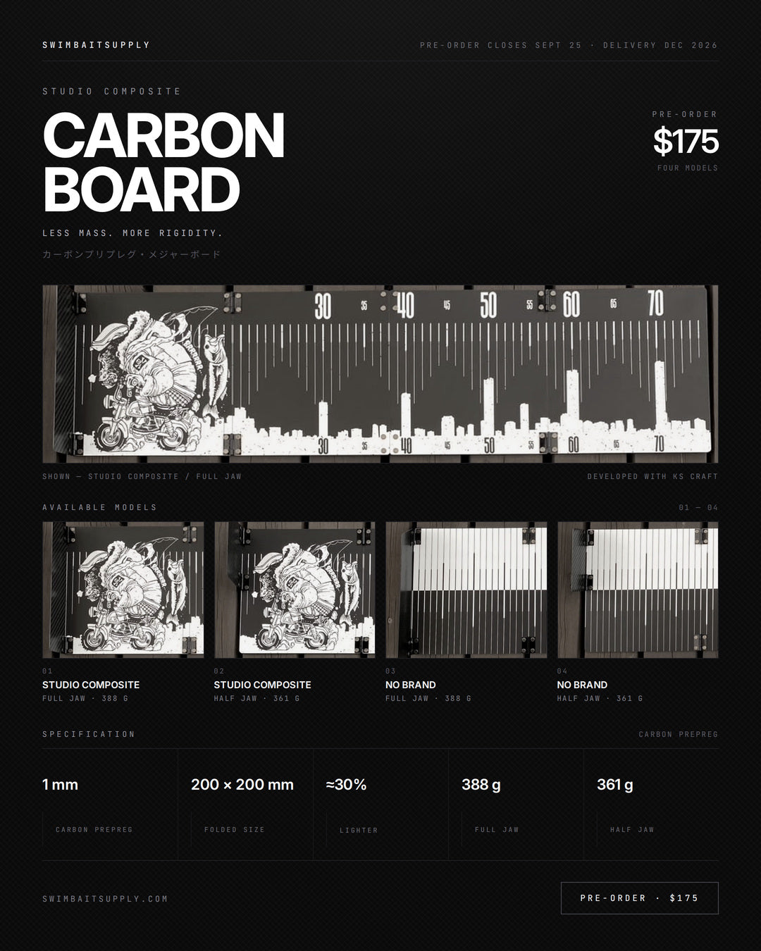 Pre-Order Studio Composite Full Carbon Fiber Measuring Board